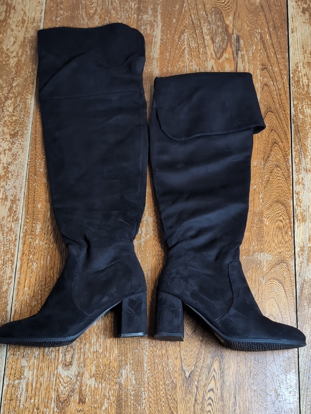 Dream Pairs Black Over-the-Knee Block Heel Boots